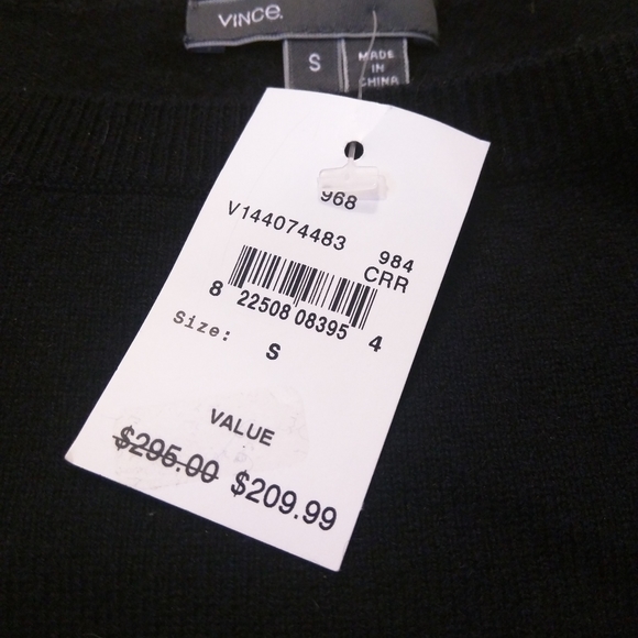 Vince Colorblock Sweater High Low WOOL CASHMERE Navy Blue Crew Neck Oversized S - Picture 11 of 11